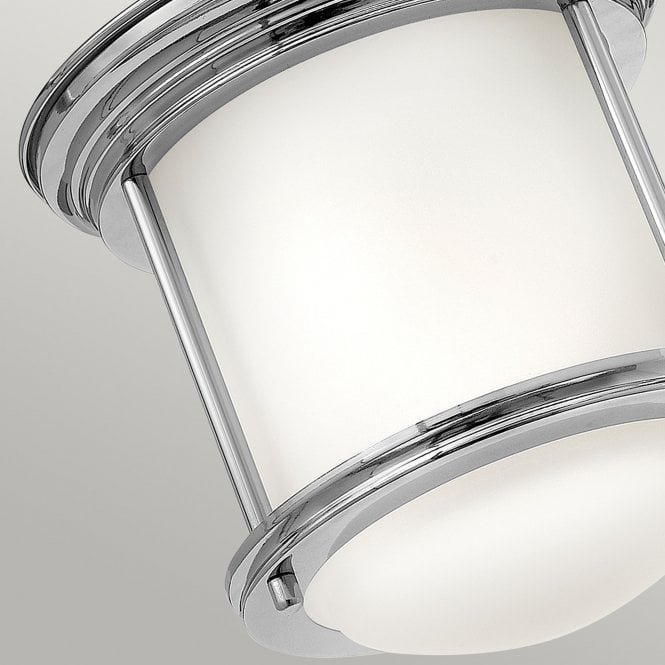 Hadrian 1 Light Flush Ceiling Fitting Opal Glass Chrome