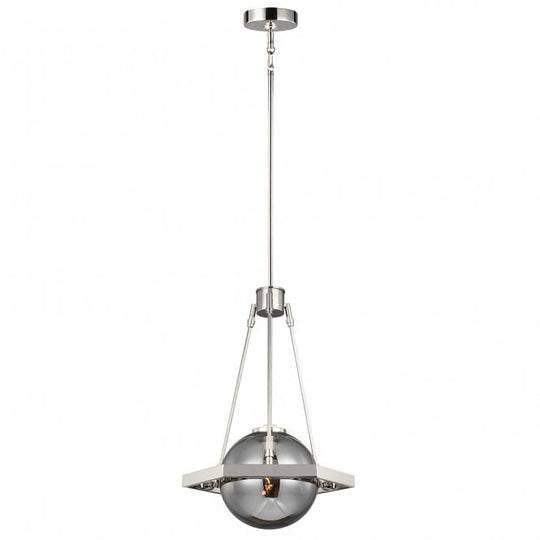 Harper Single Pendant Light Polished Nickel Smoked Glass