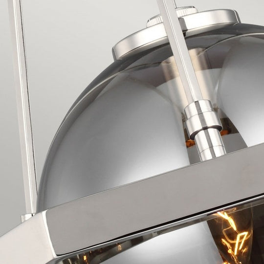 Harper Single Pendant Light Polished Nickel Smoked Glass