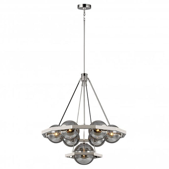 Harper 7 Light Chandelier Polished Nickel Smoked Glass