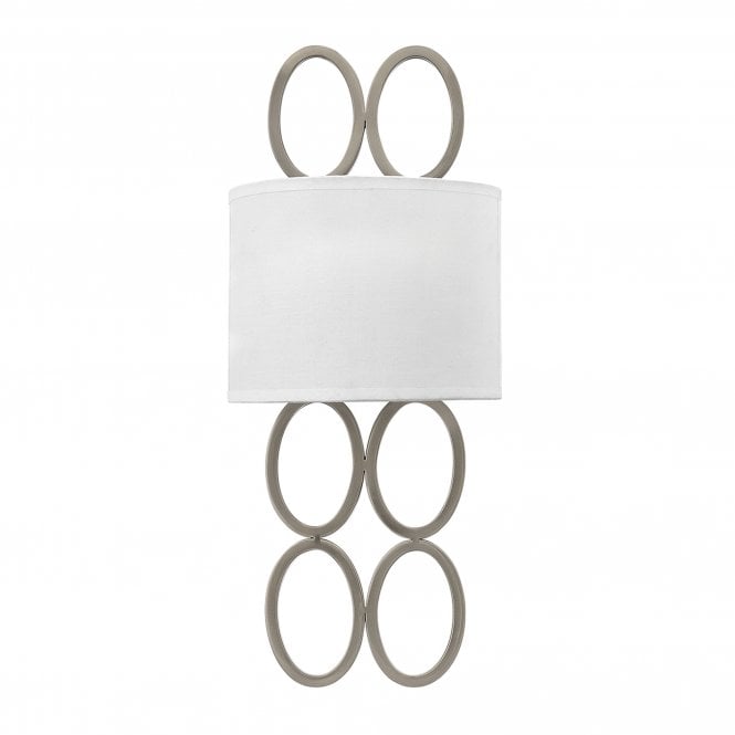 Jules 2 Light Wall Light Brushed Nickel with White Linen Shade