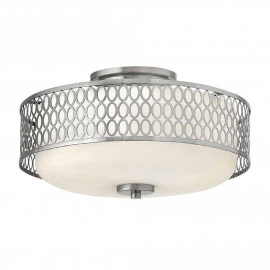Jules 3 Light Flush Mound Brushed Nickell with White Linen Shade