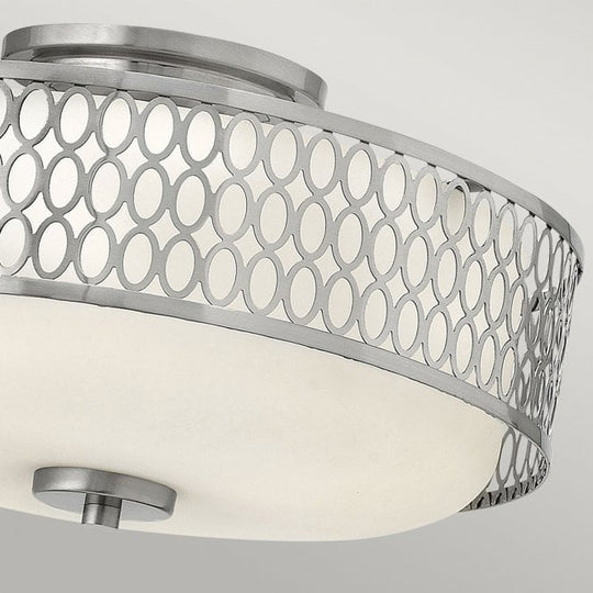 Jules 3 Light Flush Mound Brushed Nickell with White Linen Shade