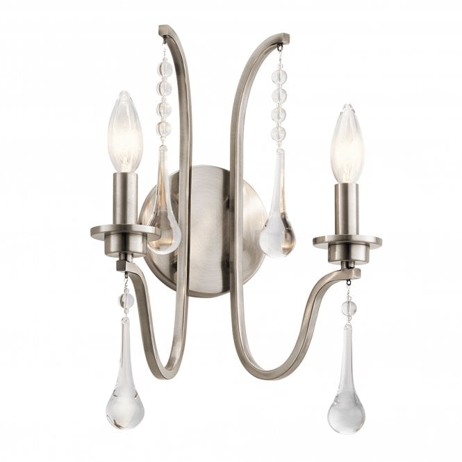 Karlee Double Wall Light Classic Pewter with antique-style droplets