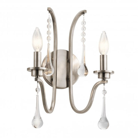Karlee Double Wall Light Classic Pewter with antique-style droplets