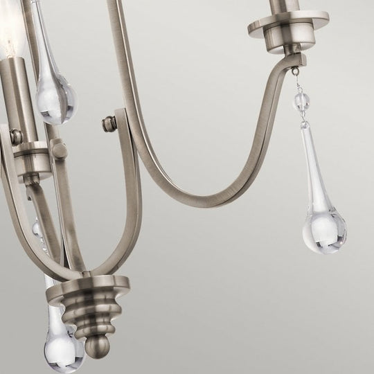 Karlee 3 Light Chandelier Classic Pewter with antique-style droplets