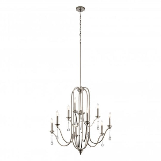 Karlee 9 Light Chandelier Classic Pewter with antique-style droplets