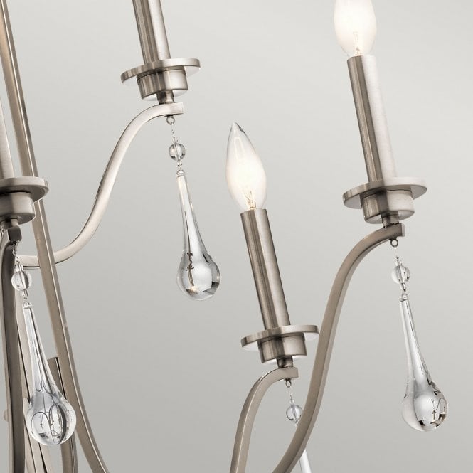 Karlee 9 Light Chandelier Classic Pewter with antique-style droplets