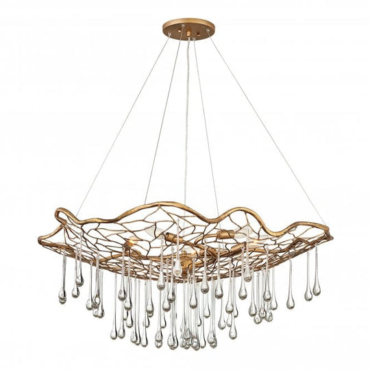 Laguna 6 Light Pendant Light Burnished Gold Glass Droplets