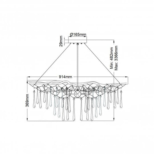 Laguna 6 Light Pendant Light Burnished Gold Glass Droplets