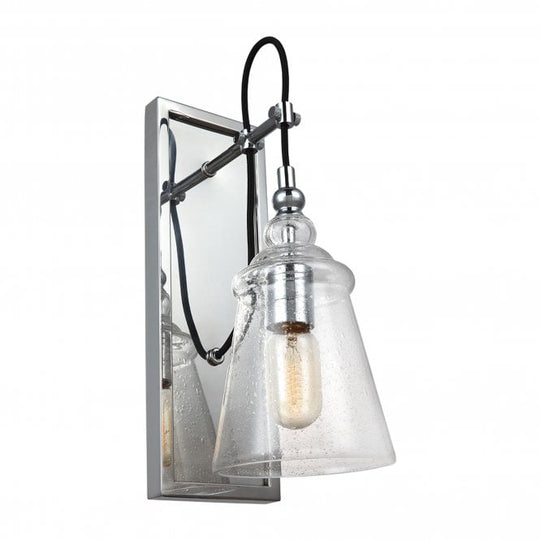 Loras Single Wall Light Polished Chrome Clear Seeded Glass