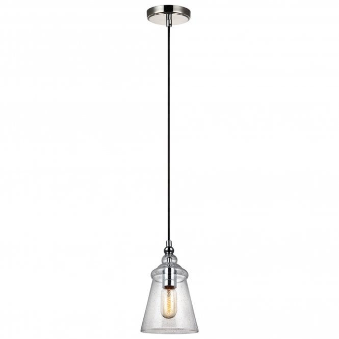 Loras Mini Pendant Light Polished Chrome Clear Seeded Glass