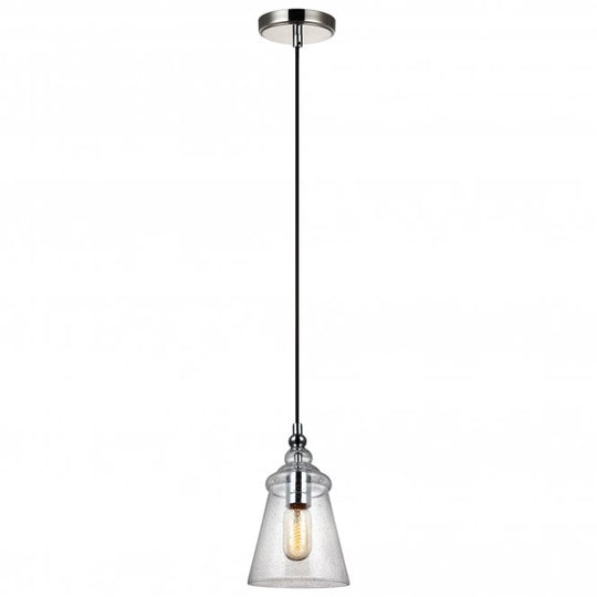 Loras Mini Pendant Light Polished Chrome Clear Seeded Glass