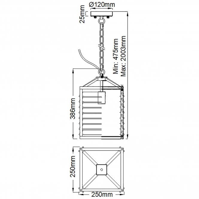 Louvre Single Pendant Lantern Gunmetal