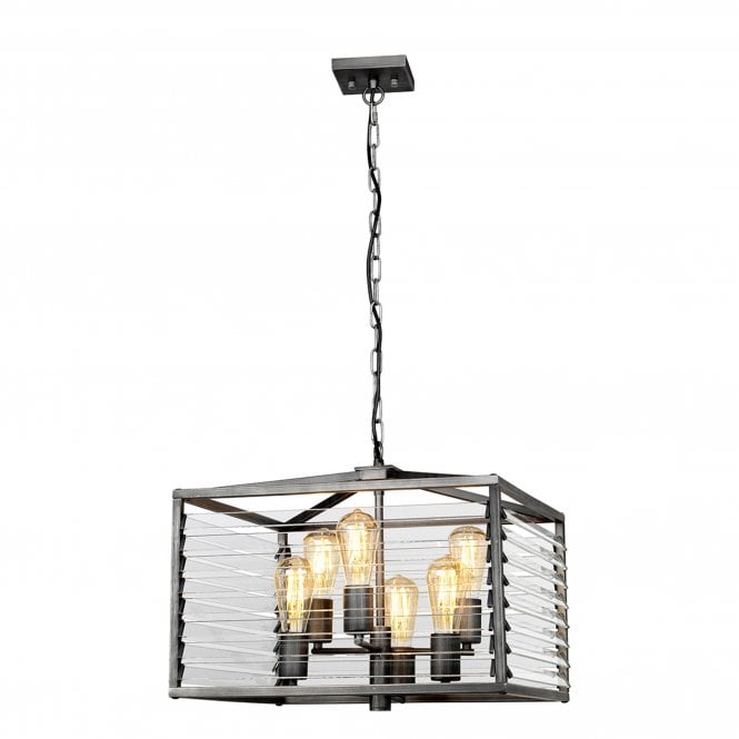 Louvre 6 Light Pendant Lantern Gunmetal