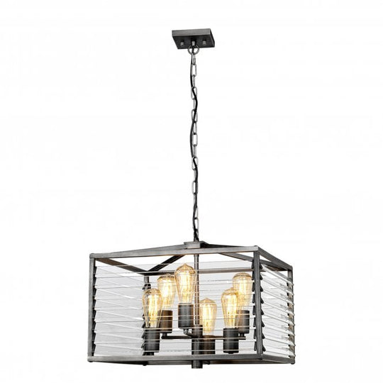 Louvre 6 Light Pendant Lantern Gunmetal