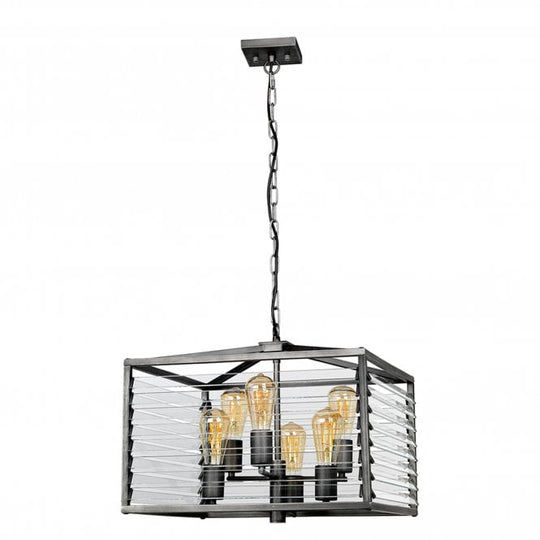 Louvre 6 Light Pendant Lantern Gunmetal