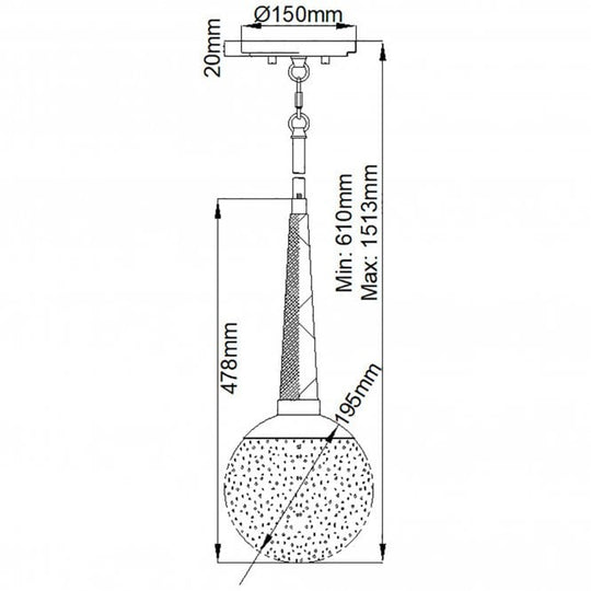 Marilyn Single Pendant Polished Nickel Seeded Glass