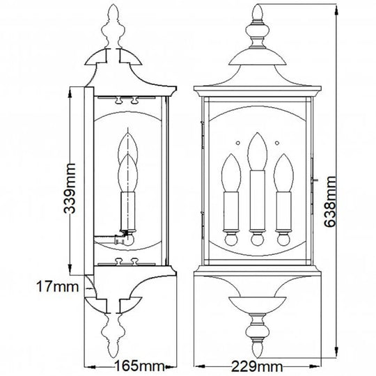 Market Square Large 3 Light Wall Light IP44 Oil Rubbed Bronze