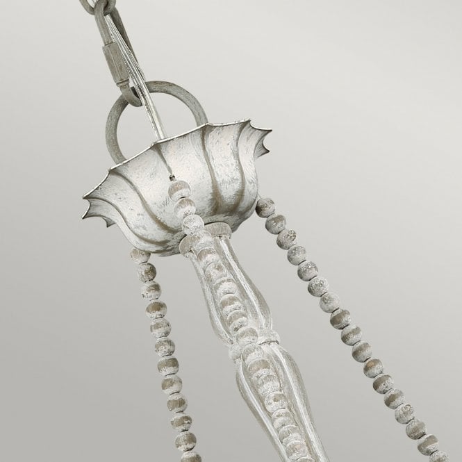 Maryville 3 Light Chandelier Washed Grey Delicate Wood Bead Strands