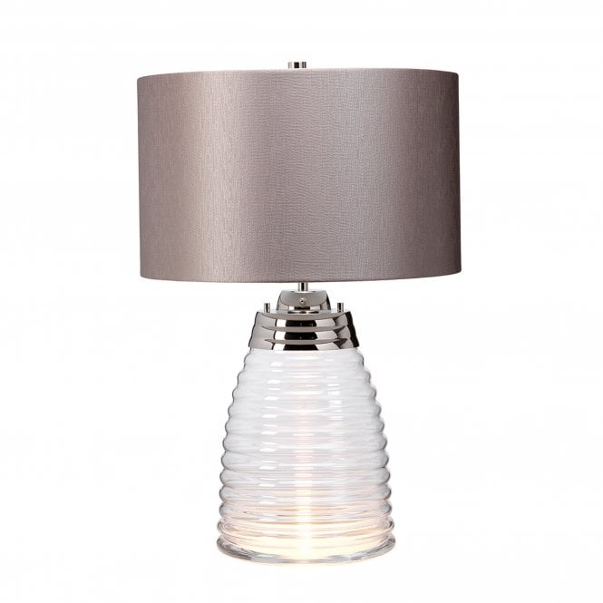 Milne Table Lamp Polished Nickel with Grey Shade