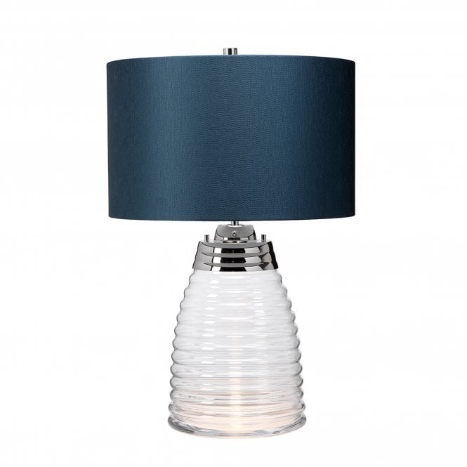 Milne Table Lamp Polished Nickel with Teal Shade