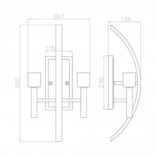 Mondo Double Wall Light Polished Chrome / Frosted Cube Shader