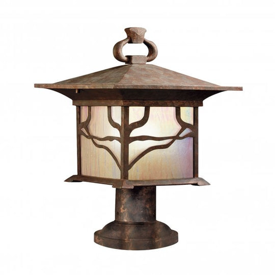 Morris 1 Light Pedestal Lantern IP44 Distressed Copper
