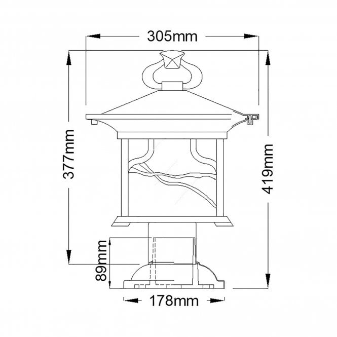 Morris 1 Light Pedestal Lantern IP44 Distressed Copper
