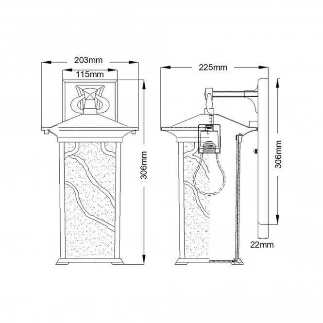 Morris 1 Light Large Lantern IP44 Distressed Copper