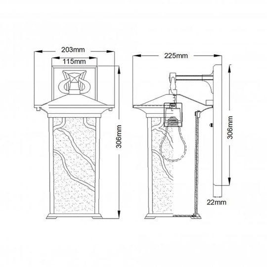 Morris 1 Light Large Lantern IP44 Distressed Copper