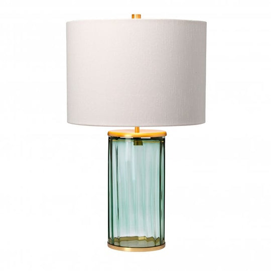 Reno Table Lamp Green / Aged Brass Cream Faux Silk Shade