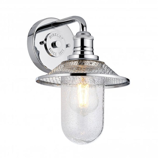 Rigby 1 Light Wall Light IP44 Polished Chrome With Clear Seeded Glass