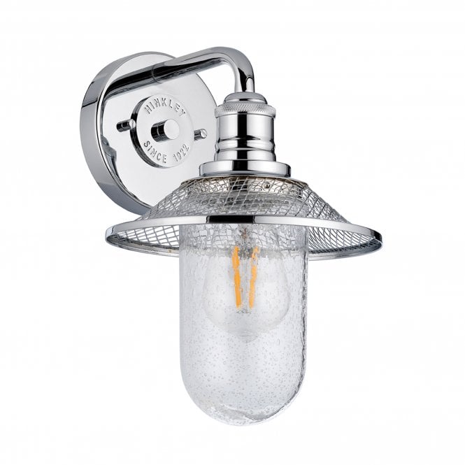 Rigby 1 Light Wall Light IP44 Polished Chrome With Clear Seeded Glass