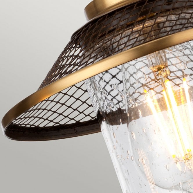 Rigby 2 Light Wall Light IP44 Antique Nickel With Clear Seeded Glass