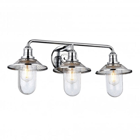 Rigby 3 Light Wall Light IP44 Polished Chrome With Clear Seeded Glass