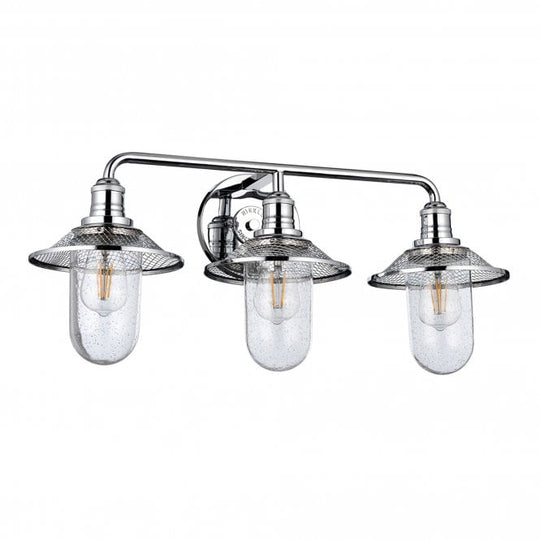 Rigby 3 Light Wall Light IP44 Polished Chrome With Clear Seeded Glass
