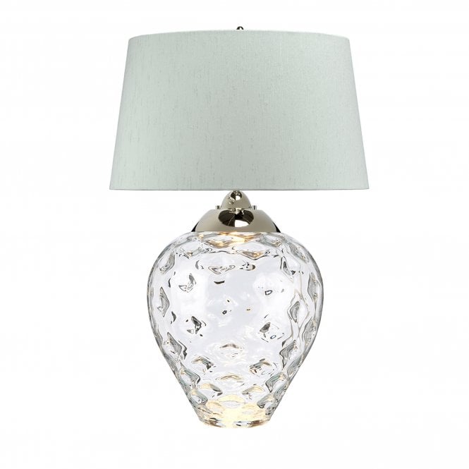 Samara Large Table Lamp Clear With Chateau (duck egg) Shade