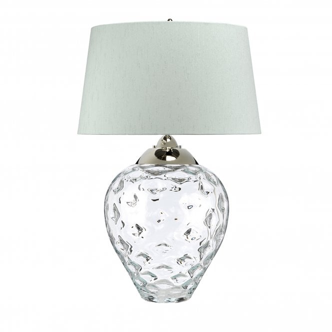 Samara Large Table Lamp Clear With Chateau (duck egg) Shade