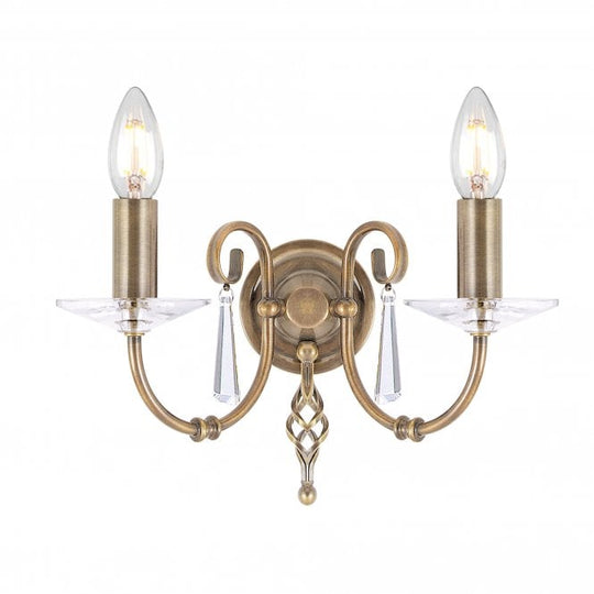 Aegean 2 candle Wall Light in Aged Brass finish