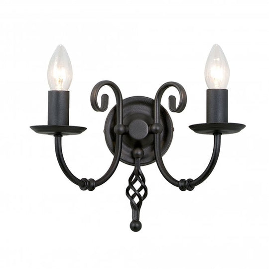 Artisan 2 candle Wall Light in a Black finish