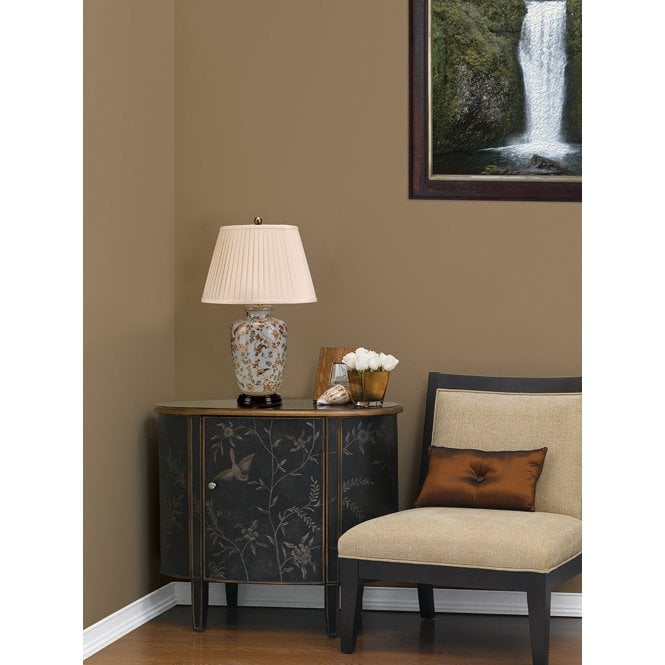 Gold Birds & Berries Blue Table Lamp