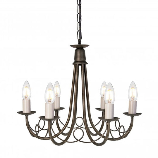 Minster 6 Light Chandelier with a Black/Gold finish