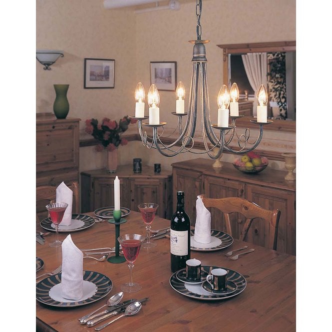 Minster 6 Light Chandelier with a Black/Gold finish