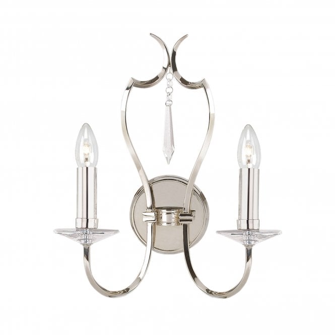 Pimlico 2 candle Wall Light with a Polished Nickel finish