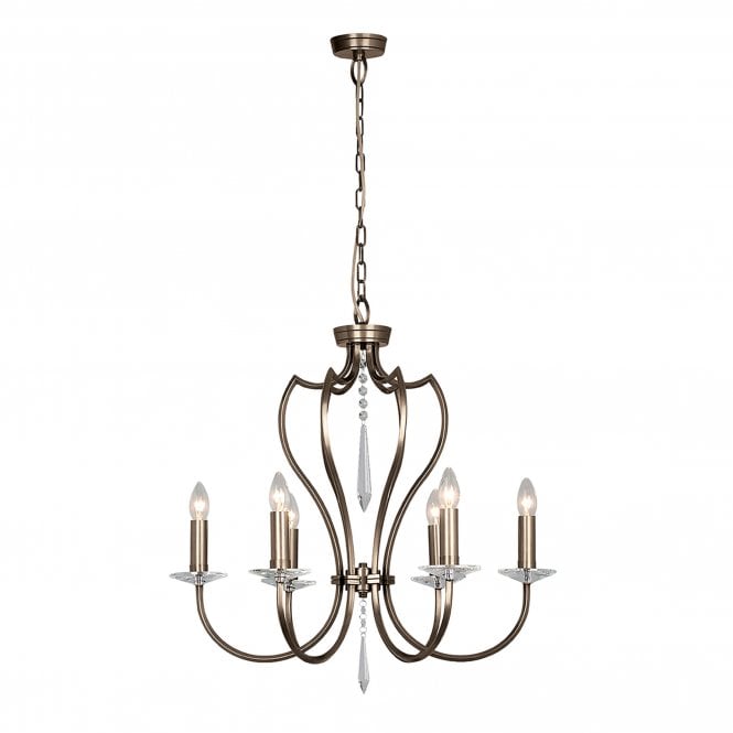Pimlico 6 Light Chandelier in a Dark Bronze finish
