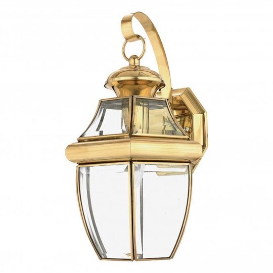 Newbury Medium Wall Lantern Polished Gold or Brass