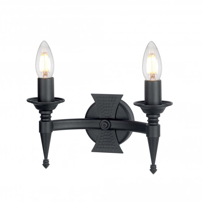Saxon 2 candle Wall Light with a Black finish