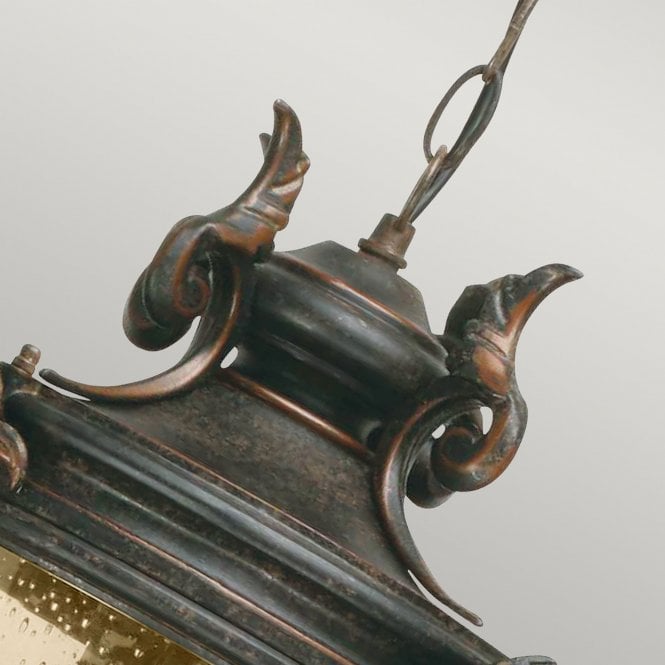 Baltimore Chain Lantern Large in a weathered bronze finish