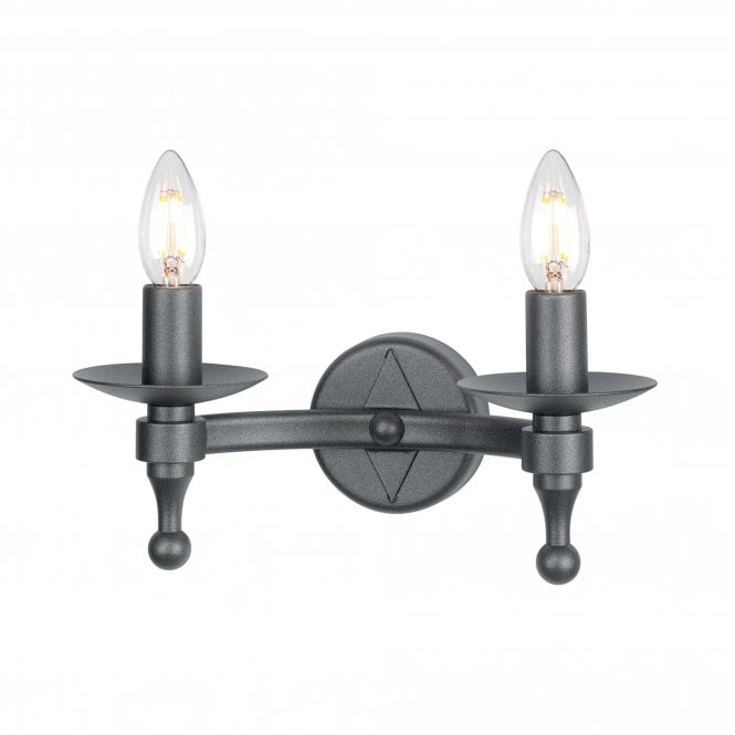 Warwick 2 candle Wall Light in a Graphite black finish